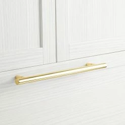 Signature Hardware Avignon 15 in. Cylinder Appliance Pull in Polished Brass