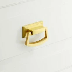 Signature Hardware 2-1/2 in. Solid Brass Drop Bale Pull in Brushed Brass