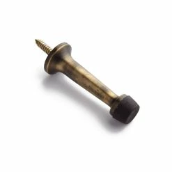 Signature Hardware Traditional 3-1/8 in. Brass Baseboard Door Bumper in Antique Brass