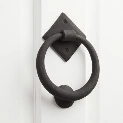 Signature Hardware Elkhart 5-3/8 in. Hand Forged Iron Door Knocker in Black Powder Coat