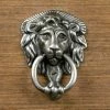 Signature Hardware Noble Lion 2-3/4 in. Brass Door Knocker in Antique Pewter