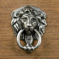 Signature Hardware Noble Lion 2-3/4 in. Brass Door Knocker in Antique Pewter