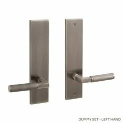 Signature Hardware Satcher Brass Handle Left Hand Dummy Entrance Door Set Lever in Antique Nickel