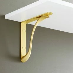 Signature Hardware Byer 9-7/8 in. Solid Brass Shelf Bracket in Brushed Brass