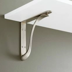 Signature Hardware Byer 9-7/8 in. Solid Brass Shelf Bracket in Brushed Nickel
