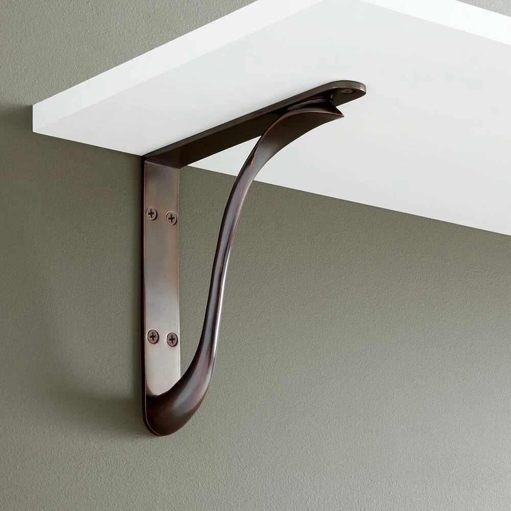 Signature Hardware Byer 9-7/8 in. Solid Brass Shelf Bracket in Oil Rubbed Bronze