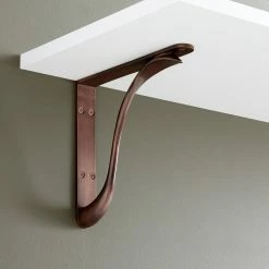 Signature Hardware Byer 4 in. Solid Brass Shelf Bracket in Antique Copper