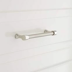 Signature Hardware Strasbourg 6-5/8 in. Solid Brass Cabinet Pull in Polished Nickel with Satin Nickel