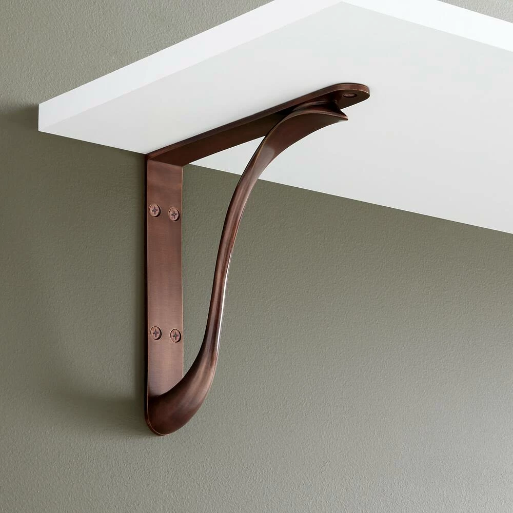 Signature Hardware Byer 4 in. Solid Brass Shelf Bracket in Antique Copper - Image 2