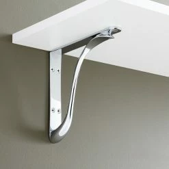 Signature Hardware Byer 4 in. Solid Brass Shelf Bracket in Chrome